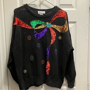 VINTAGE 1980's Bonnie Evan’s  Oversized Embellished Christmas Sweater 40/20W
